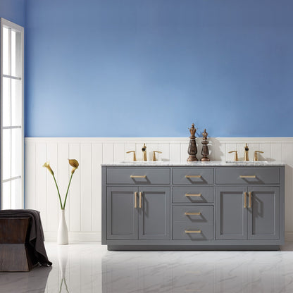 Altair Designs 72" double vanity with top - 531072-WH-CA-NM