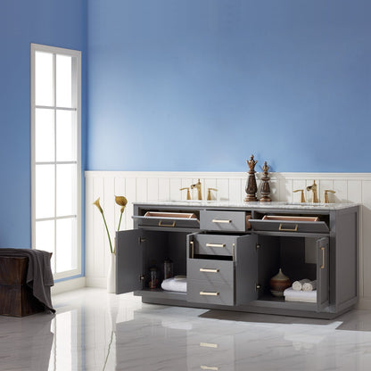 Altair Designs 72" double vanity with top - 531072-WH-CA-NM