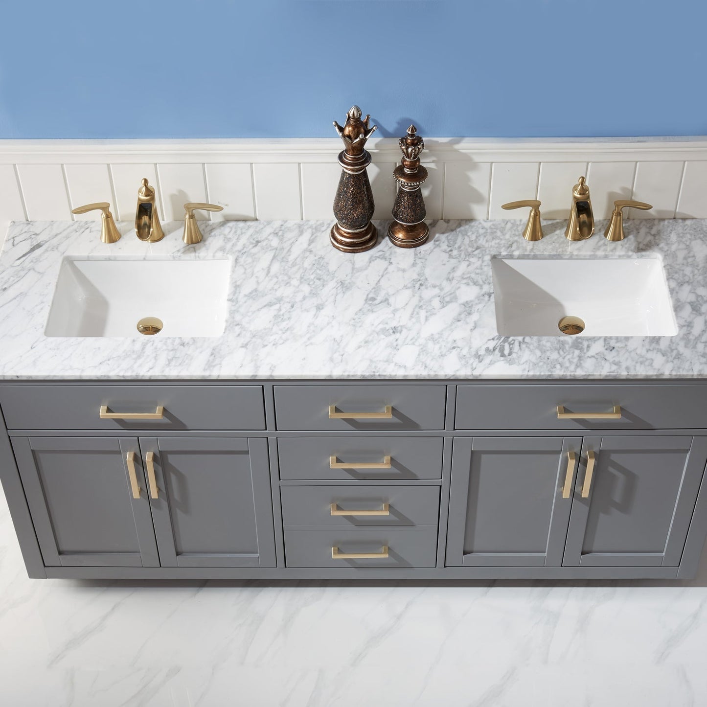 Altair Designs 72" double vanity with top - 531072-WH-CA-NM