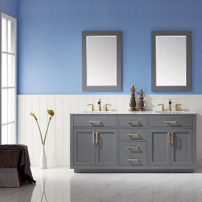 Altair Designs 72" double vanity with top - 531072-WH-CA-NM