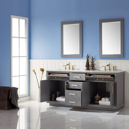 Altair Designs 72" double vanity with top - 531072-WH-CA-NM