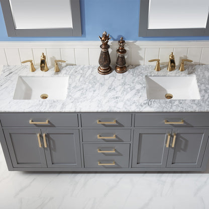 Altair Designs 72" double vanity with top - 531072-WH-CA-NM