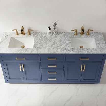 Altair Designs 72" double vanity with top - 531072-WH-CA-NM