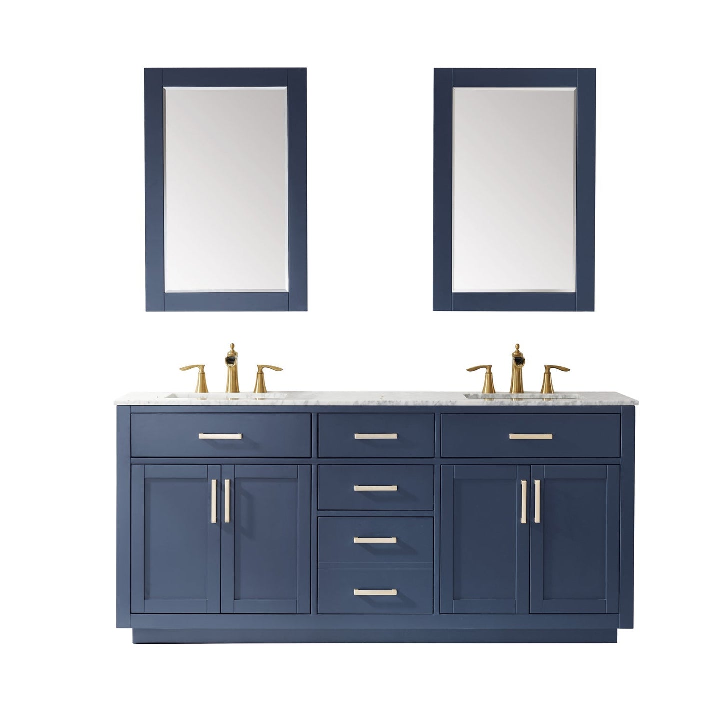 Altair Designs 72" double vanity with top - 531072-WH-CA-NM