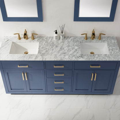Altair Designs 72" double vanity with top - 531072-WH-CA-NM