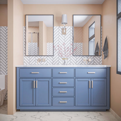 Altair Designs 72" double vanity with top - 531072-WH-CA-NM