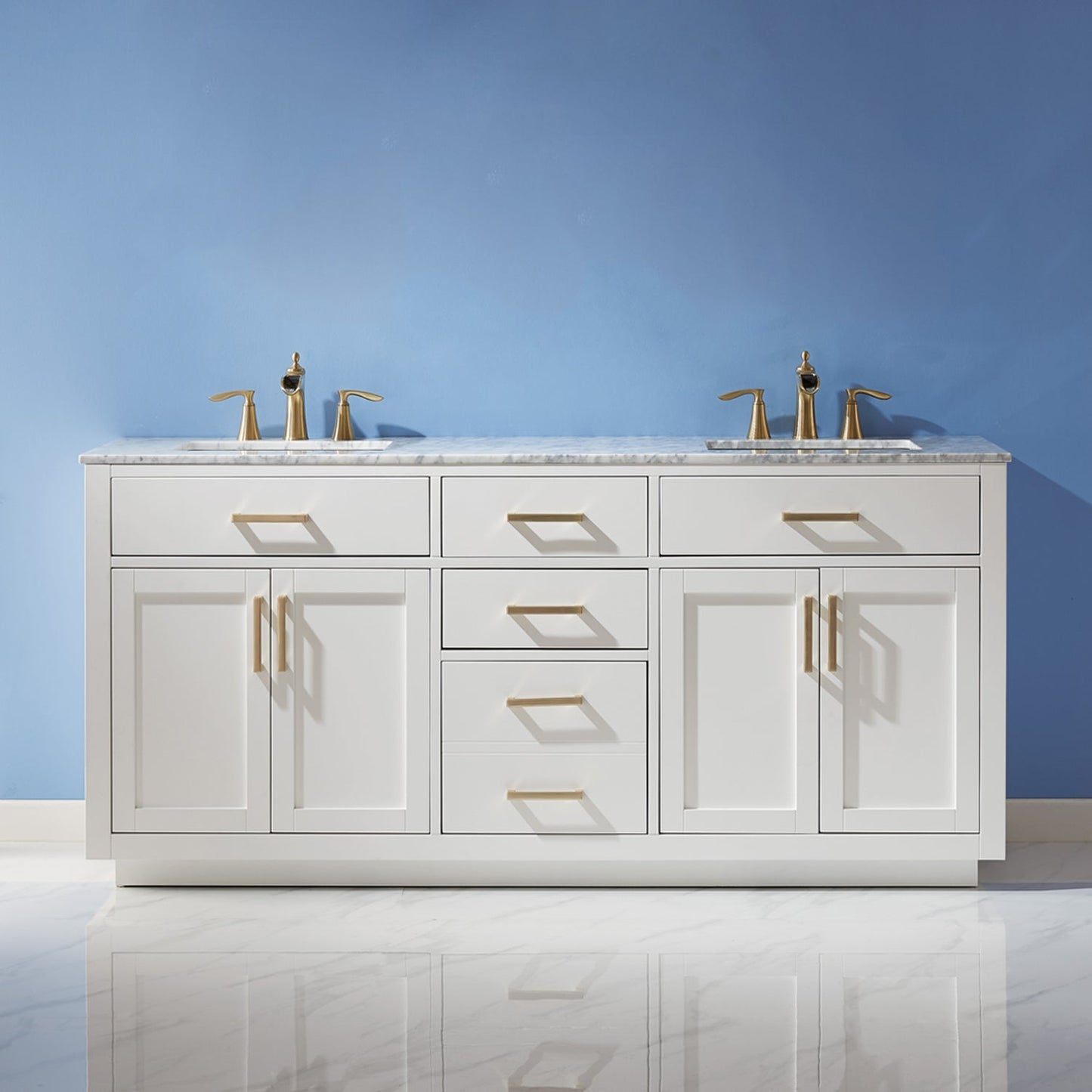 Altair Designs 72" double vanity with top - 531072-WH-CA-NM