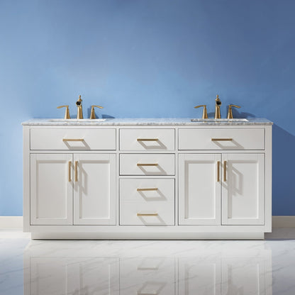Altair Designs 72" double vanity with top - 531072-WH-CA-NM
