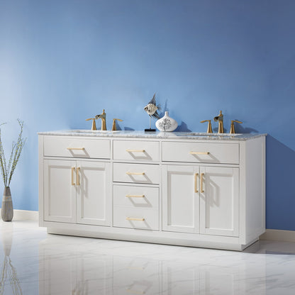 Altair Designs 72" double vanity with top - 531072-WH-CA-NM