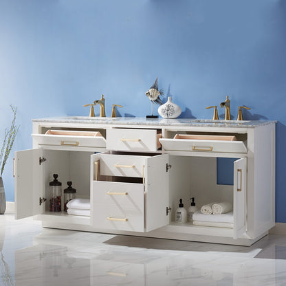 Altair Designs 72" double vanity with top - 531072-WH-CA-NM