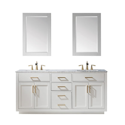 Altair Designs 72" double vanity with top - 531072-WH-CA-NM