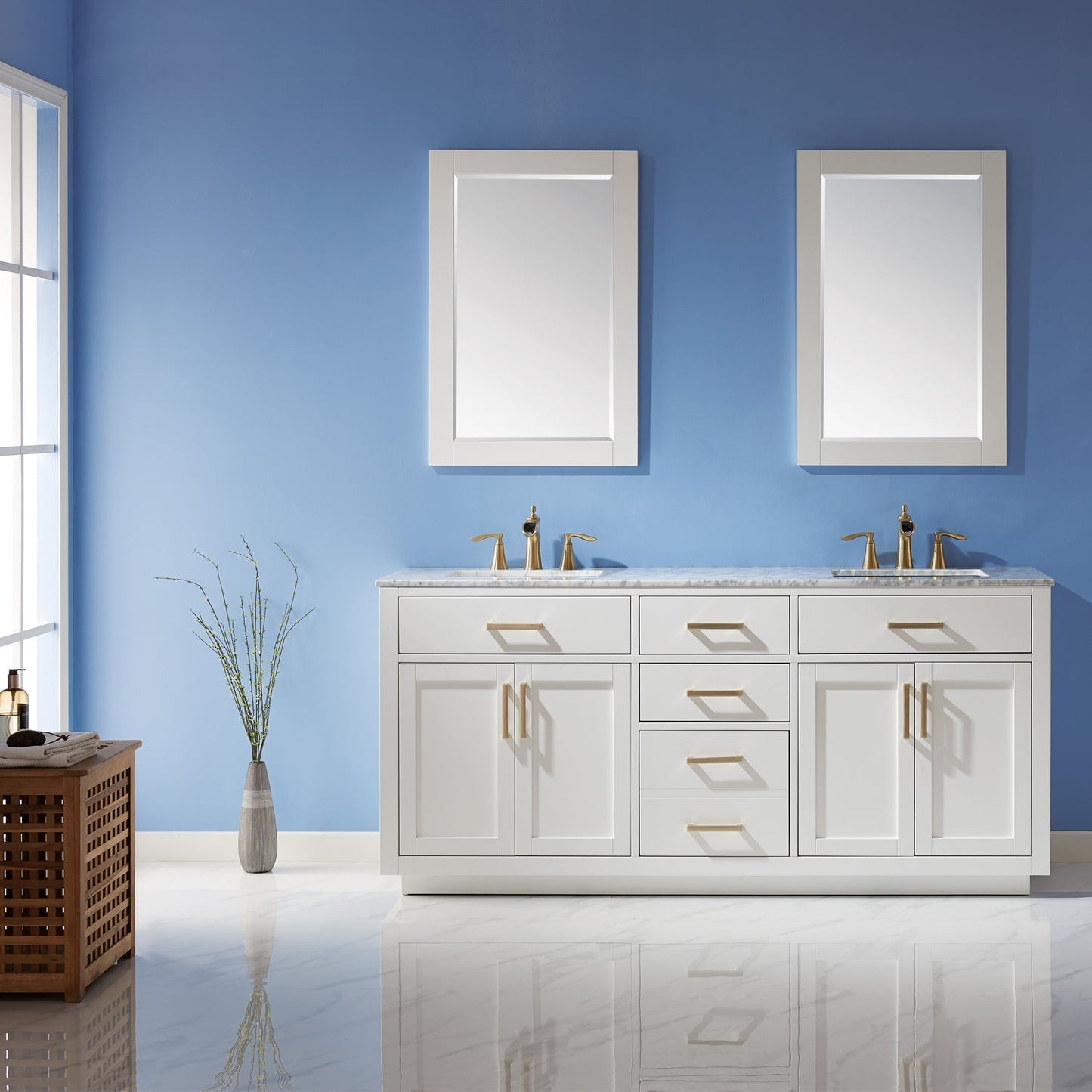 Altair Designs 72" double vanity with top - 531072-WH-CA-NM