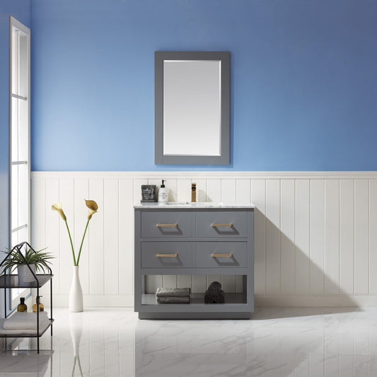 Altair Designs 36" single vanity with top - 532036-WH-CA