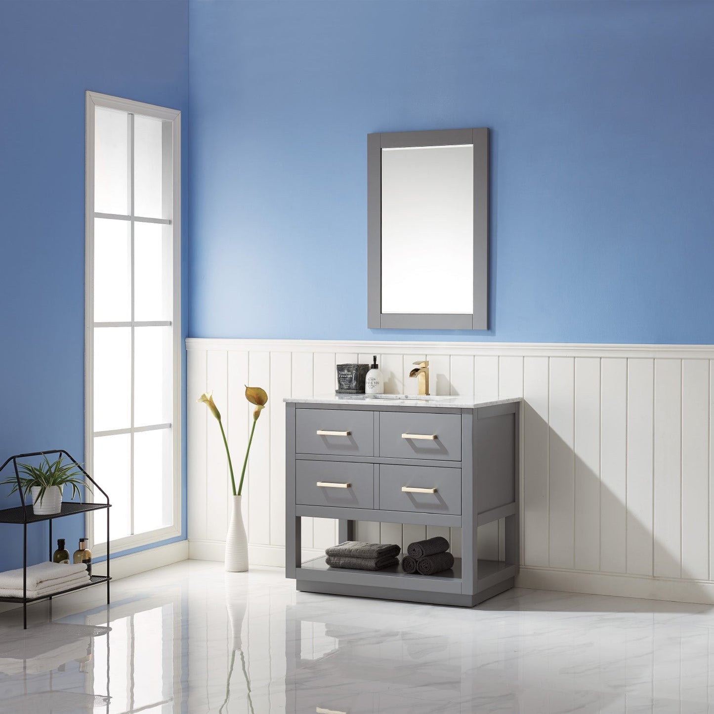 Altair Designs 36" single vanity with top - 532036-WH-CA