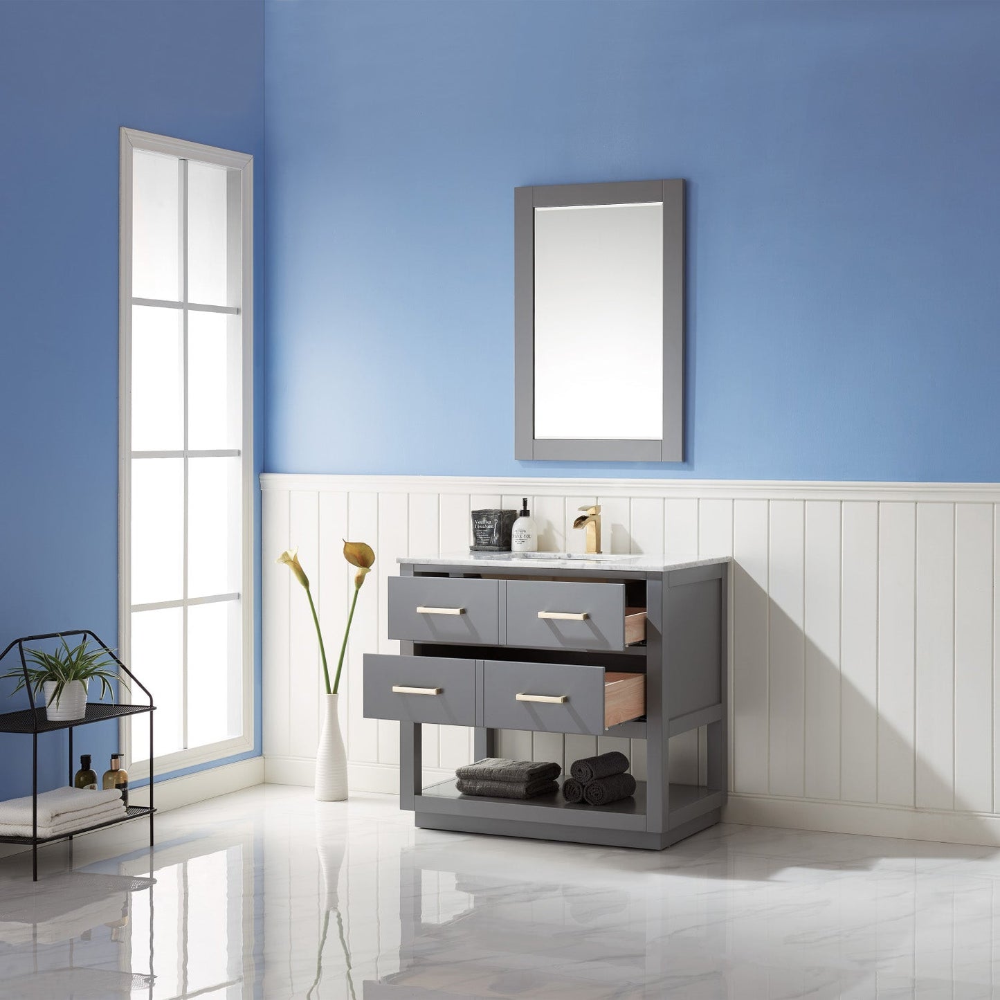 Altair Designs 36" single vanity with top - 532036-WH-CA