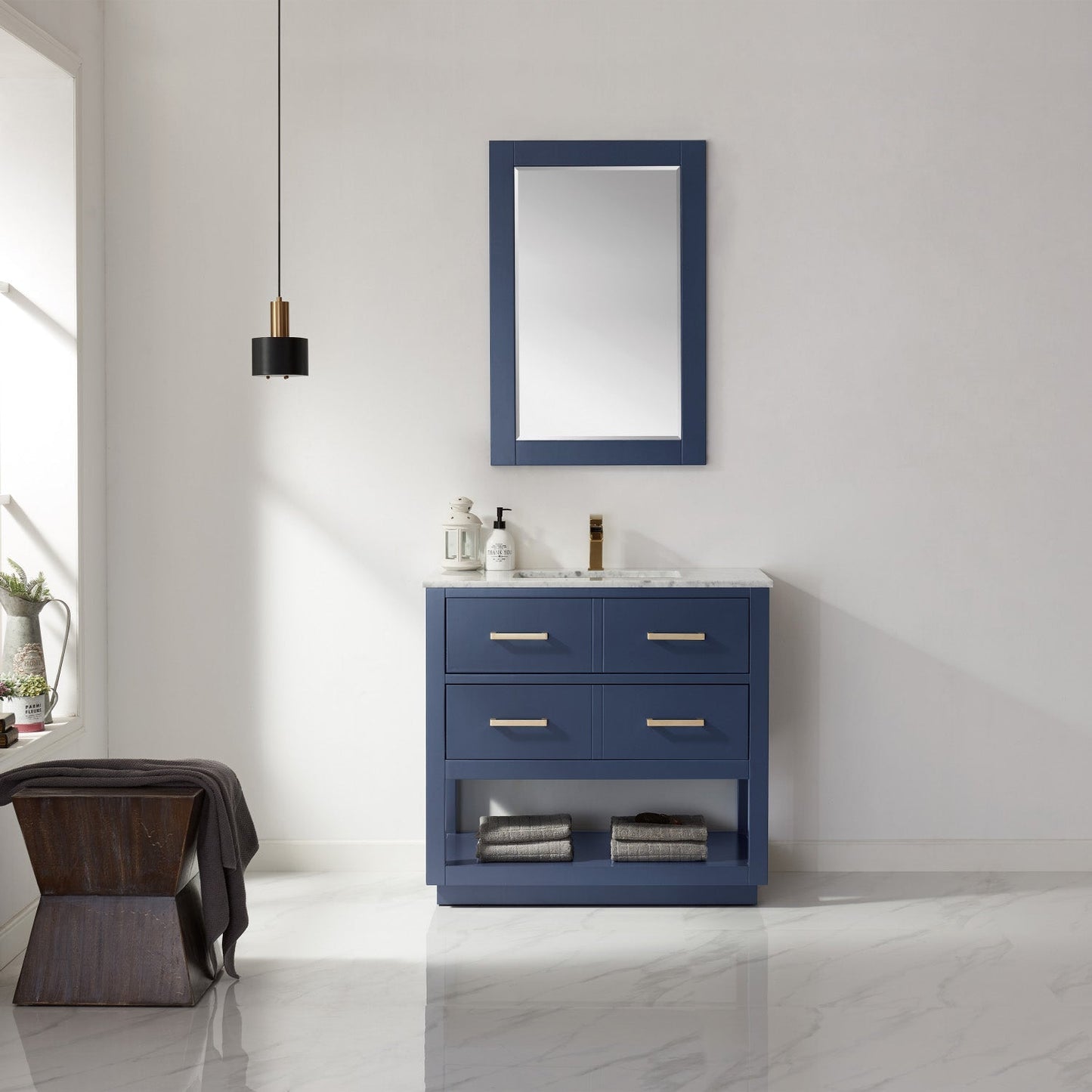 Altair Designs 36" single vanity with top - 532036-WH-CA