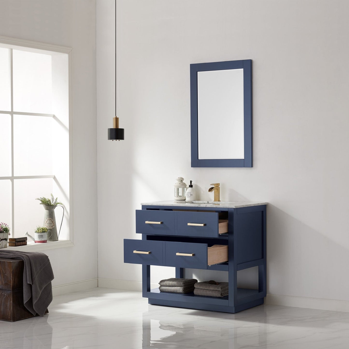 Altair Designs 36" single vanity with top - 532036-WH-CA