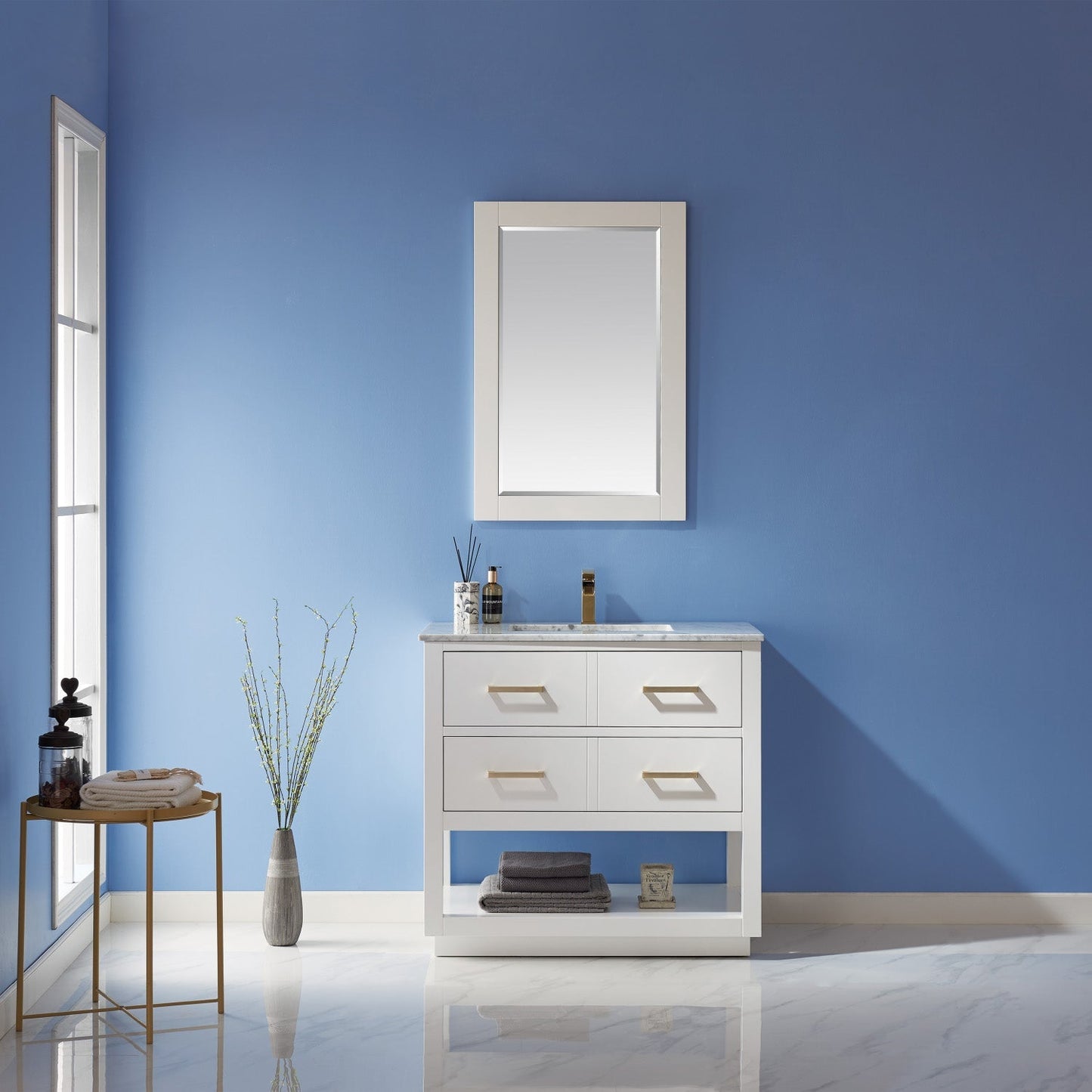 Altair Designs 36" single vanity with top - 532036-WH-CA
