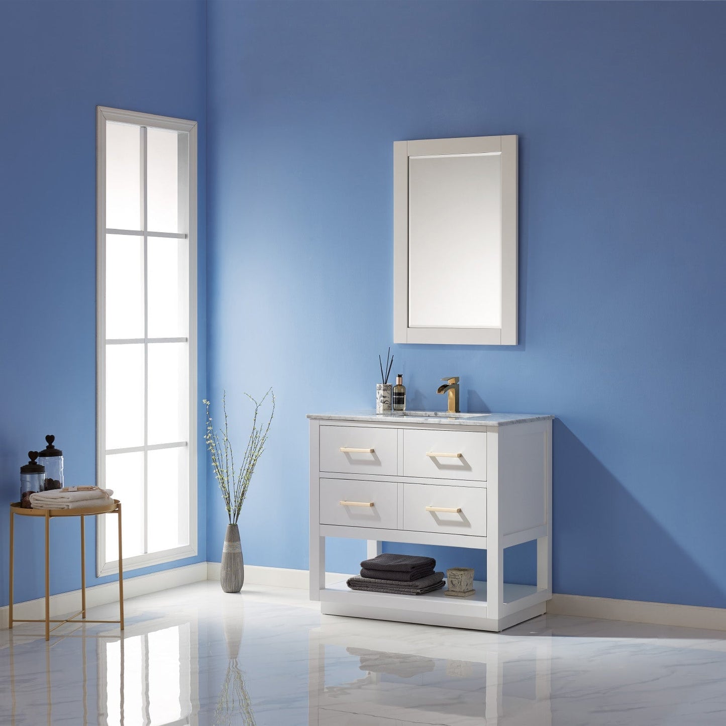 Altair Designs 36" single vanity with top - 532036-WH-CA