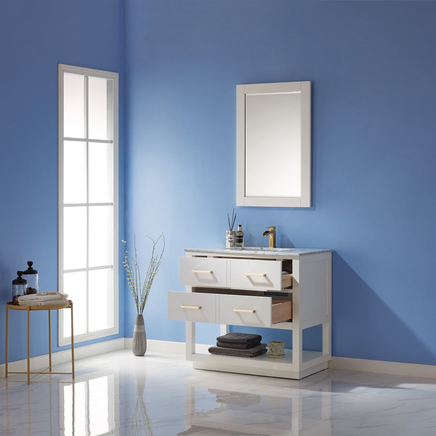 Altair Designs 36" single vanity with top - 532036-WH-CA