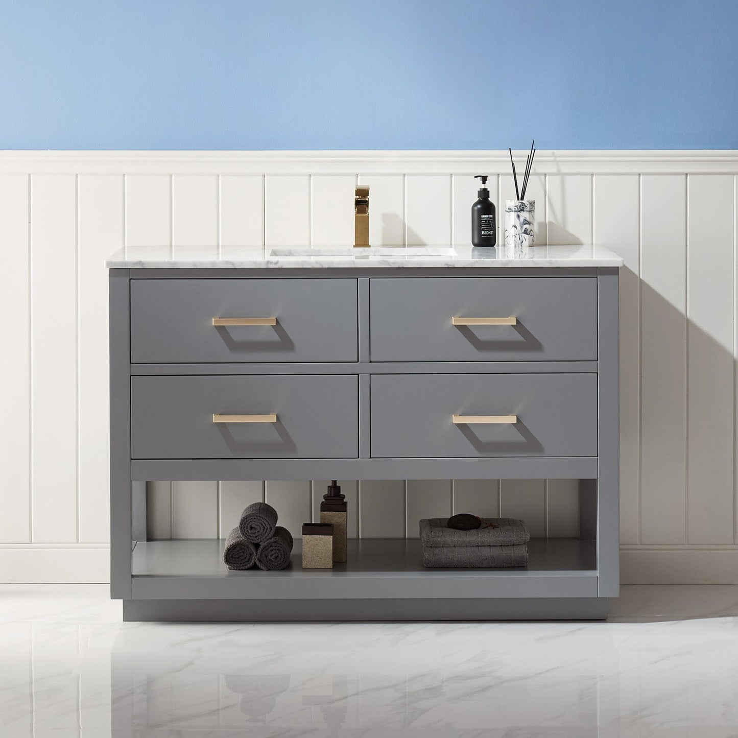 Altair Designs 48" single vanity with top - 532048-WH-CA-NM