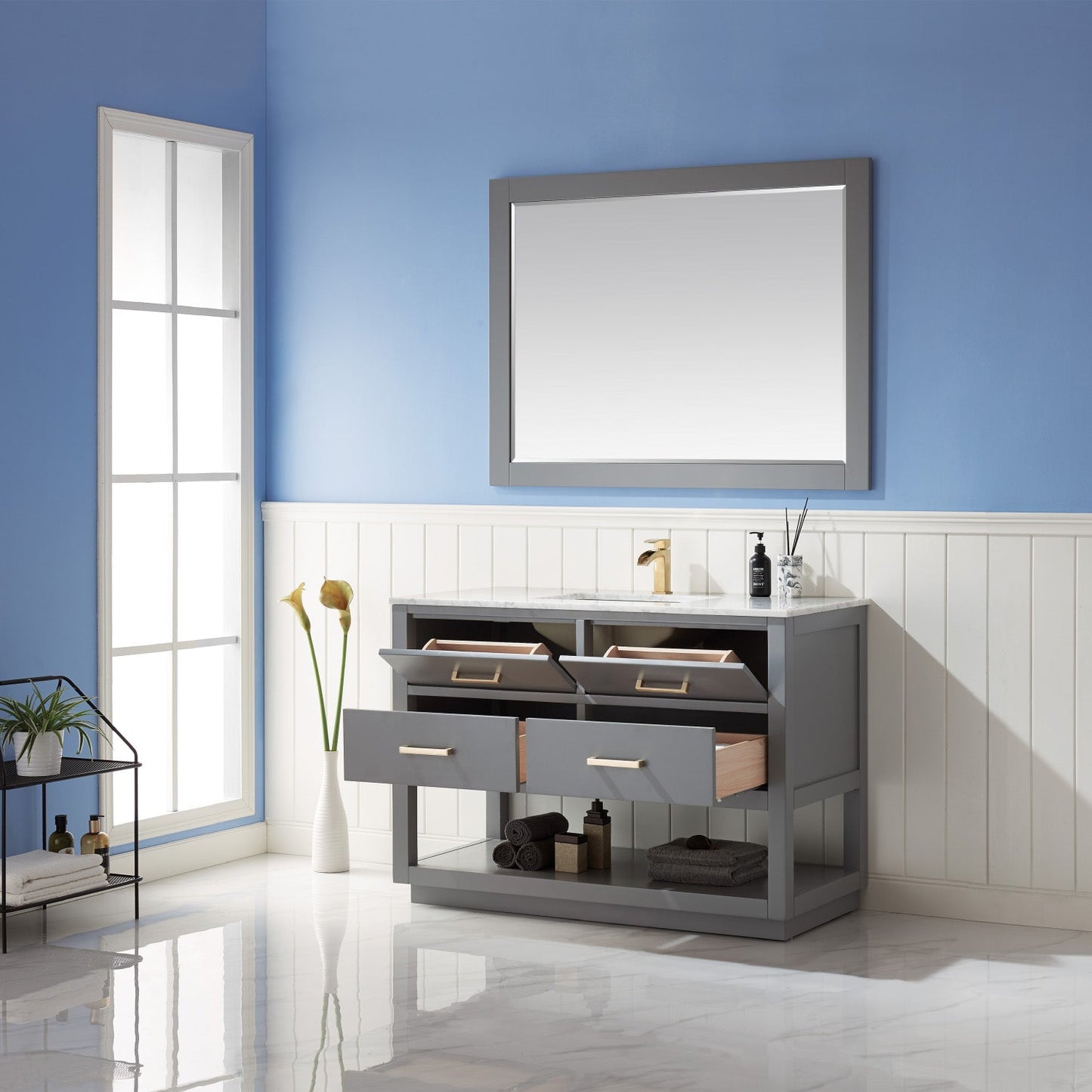 Altair Designs 48" single vanity with top - 532048-WH-CA-NM