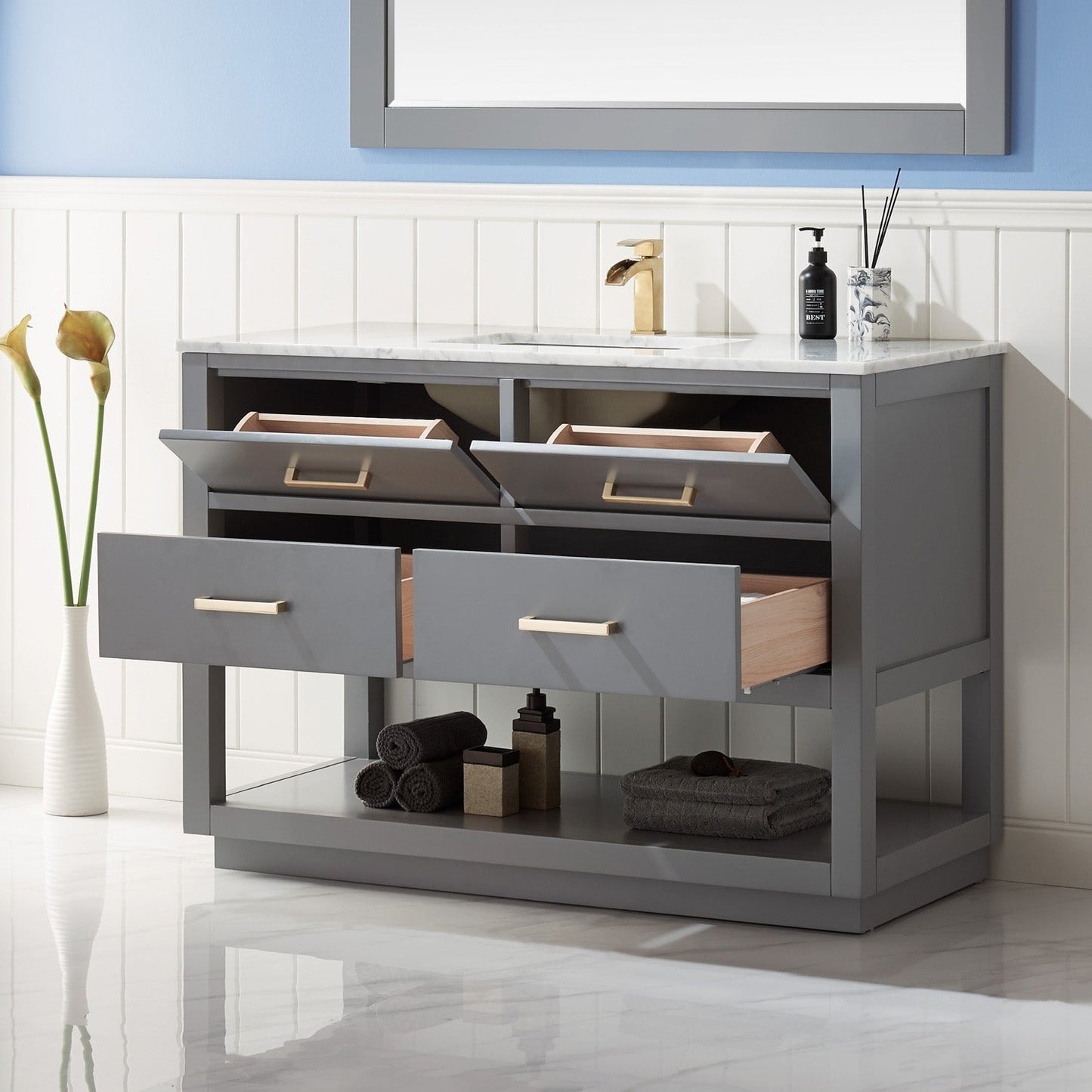 Altair Designs 48" single vanity with top - 532048-WH-CA-NM