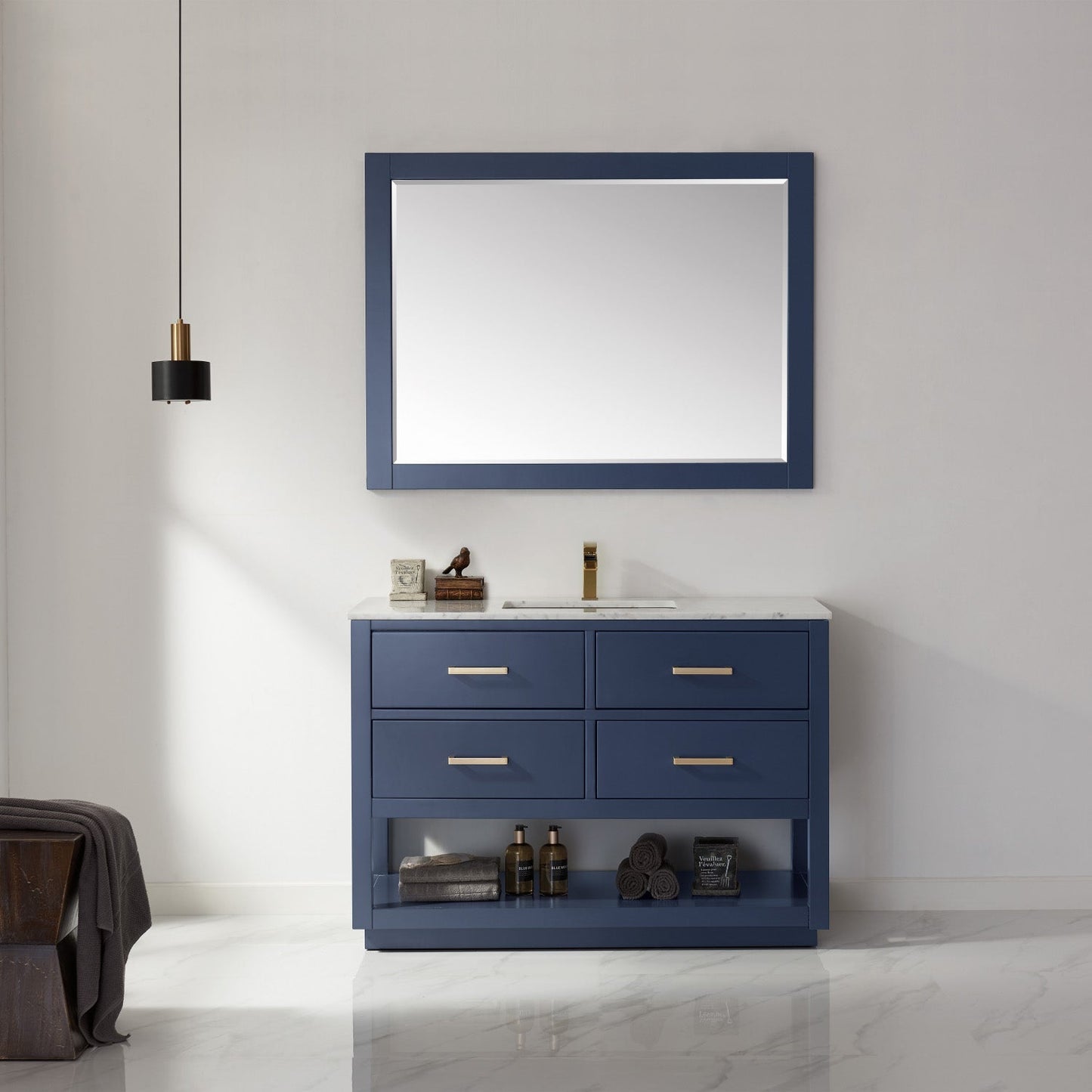 Altair Designs 48" single vanity with top - 532048-WH-CA-NM