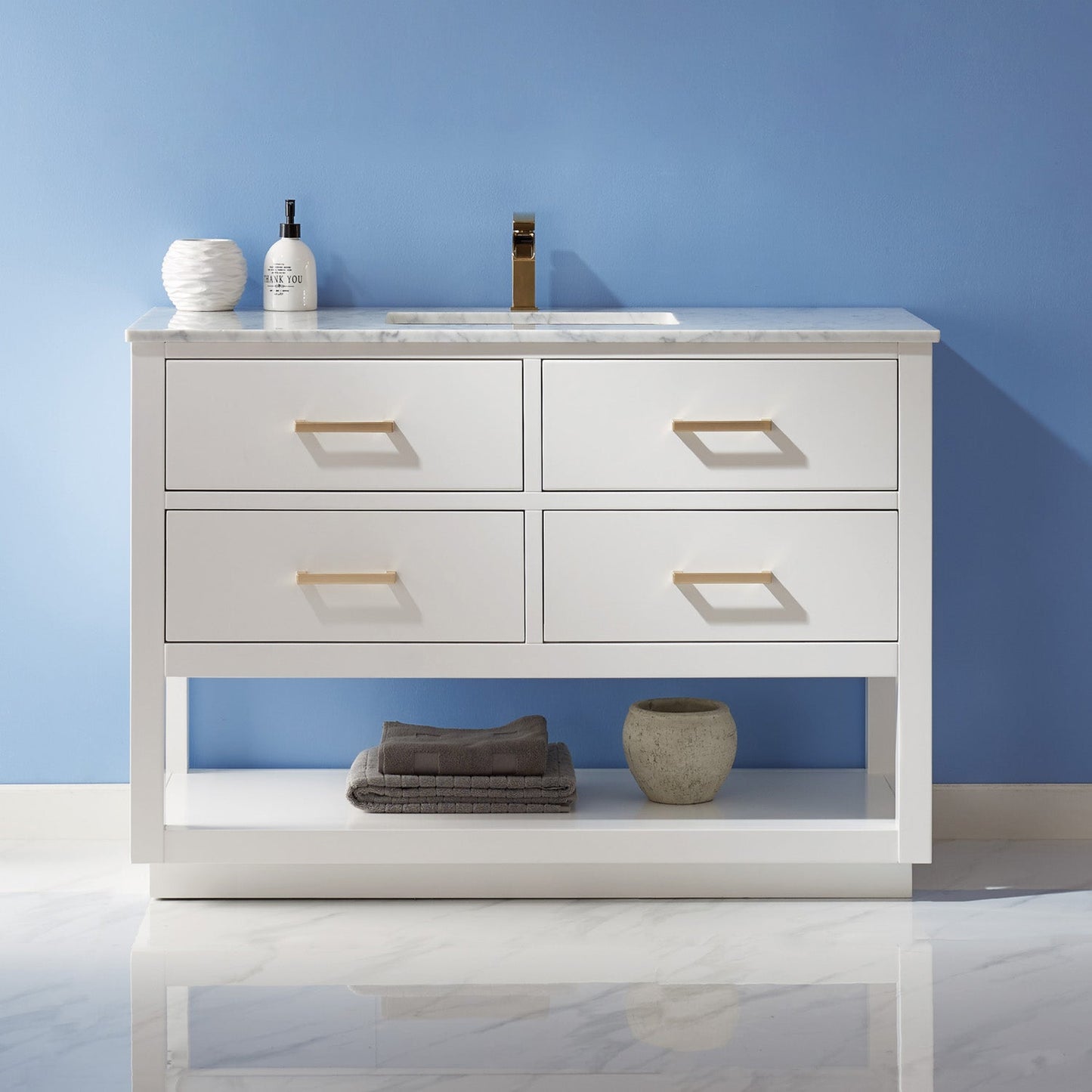 Altair Designs 48" single vanity with top - 532048-WH-CA-NM