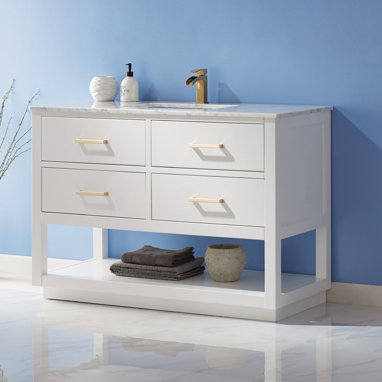 Altair Designs 48" single vanity with top - 532048-WH-CA-NM