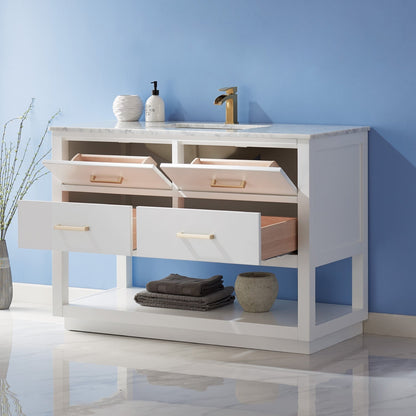 Altair Designs 48" single vanity with top - 532048-WH-CA-NM