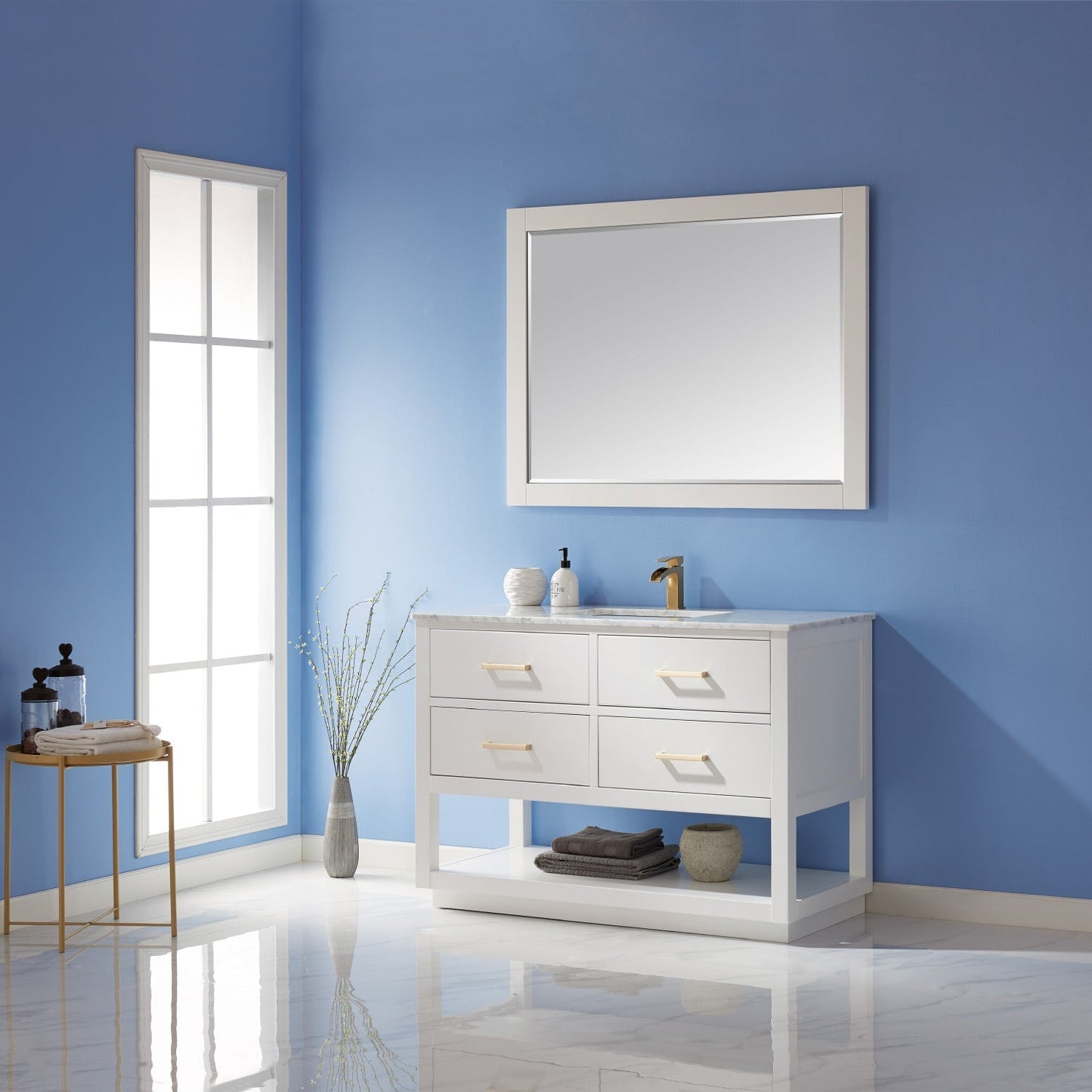 Altair Designs 48" single vanity with top - 532048-WH-CA-NM