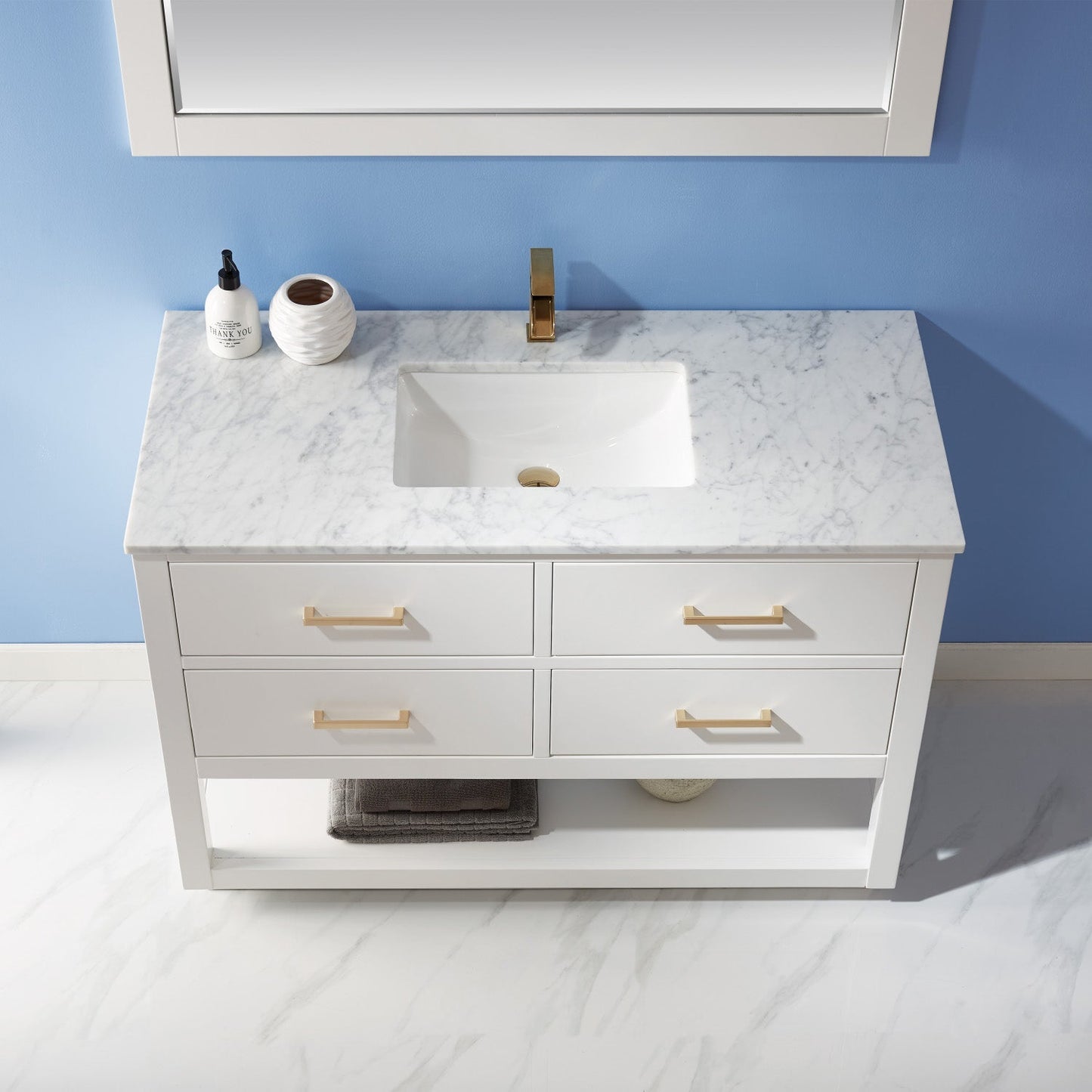 Altair Designs 48" single vanity with top - 532048-WH-CA-NM