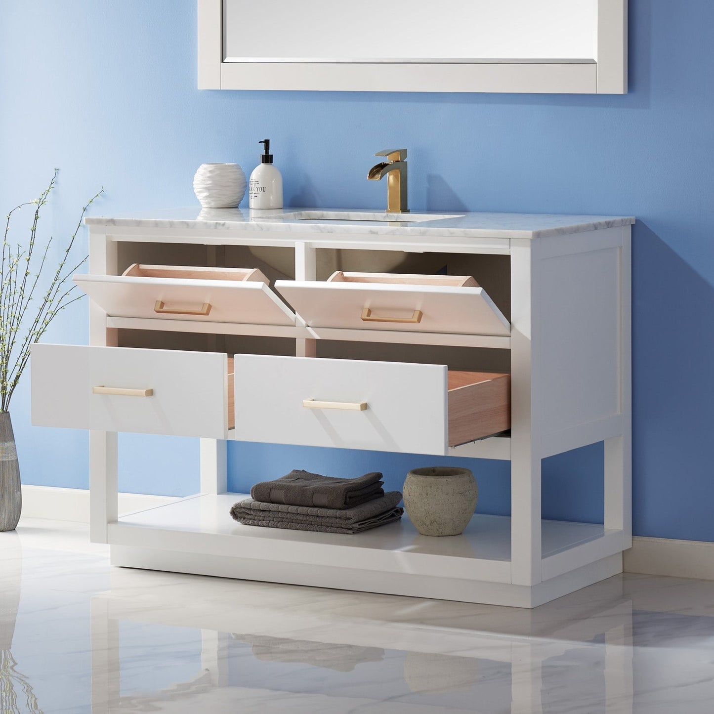 Altair Designs 48" single vanity with top - 532048-WH-CA-NM
