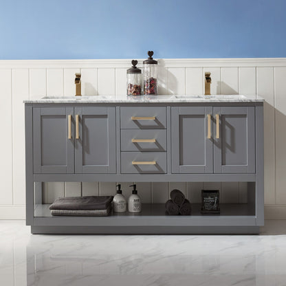 Altair Designs 60" double vanity with top - 532060-WH-CA-NM