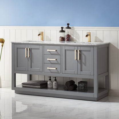 Altair Designs 60" double vanity with top - 532060-WH-CA-NM