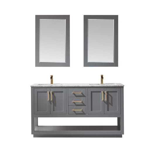 Altair Designs 60" double vanity with top - 532060-WH-CA-NM