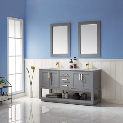 Altair Designs 60" double vanity with top - 532060-WH-CA-NM