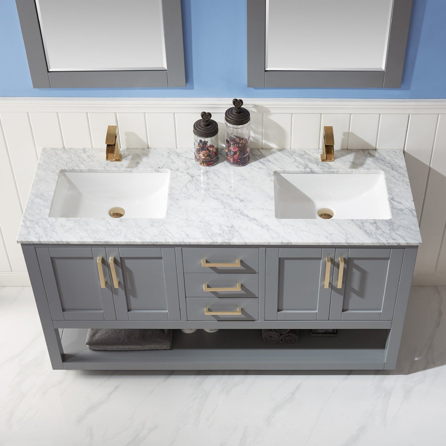 Altair Designs 60" double vanity with top - 532060-WH-CA-NM
