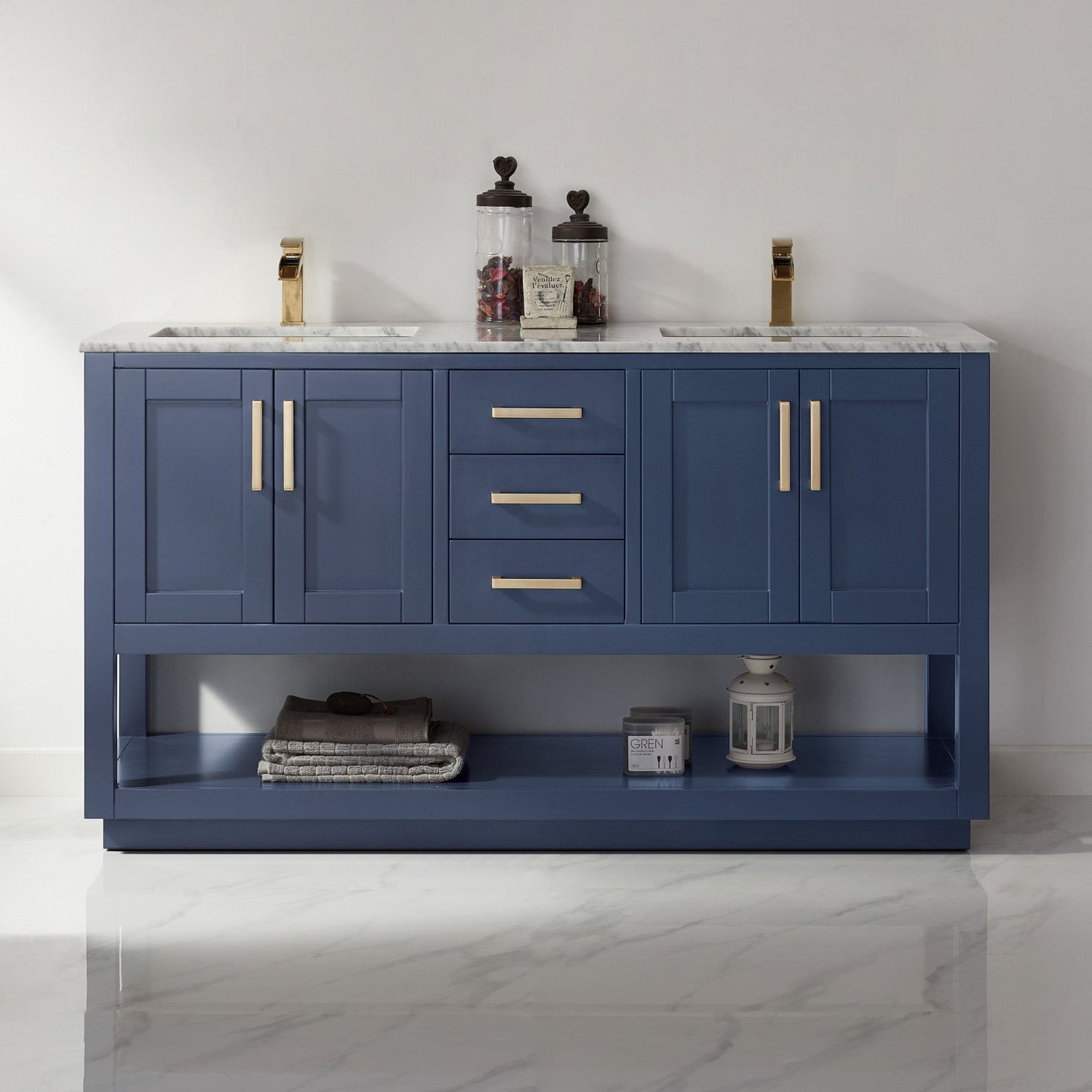 Altair Designs 60" double vanity with top - 532060-WH-CA-NM