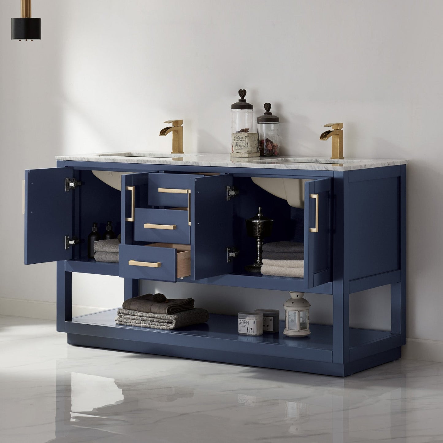 Altair Designs 60" double vanity with top - 532060-WH-CA-NM