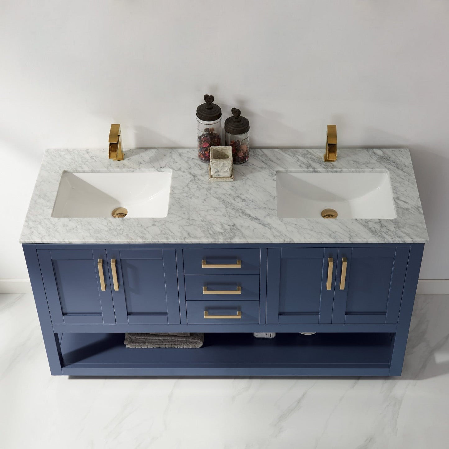 Altair Designs 60" double vanity with top - 532060-WH-CA-NM