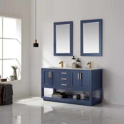Altair Designs 60" double vanity with top - 532060-WH-CA-NM