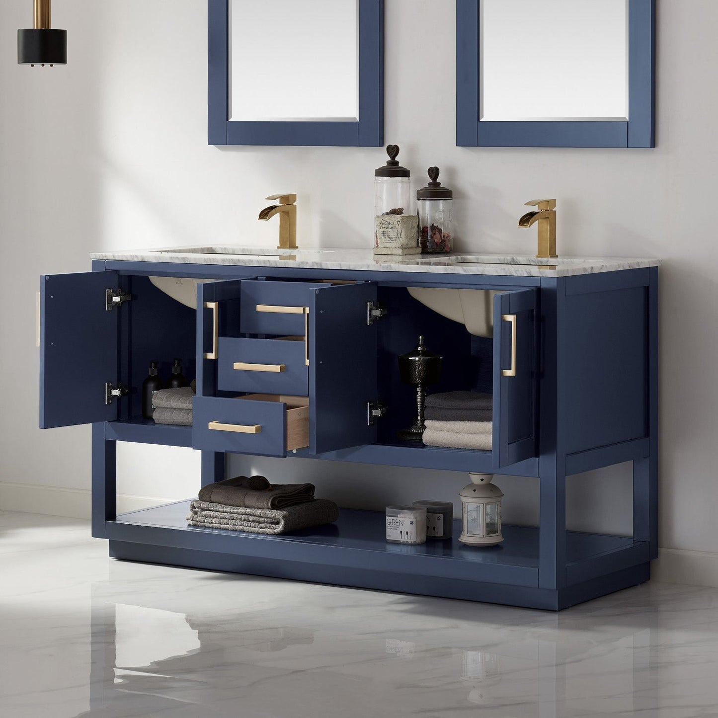 Altair Designs 60" double vanity with top - 532060-WH-CA-NM