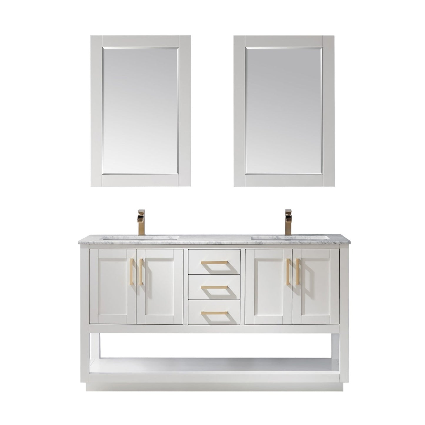 Altair Designs 60" double vanity with top - 532060-WH-CA-NM