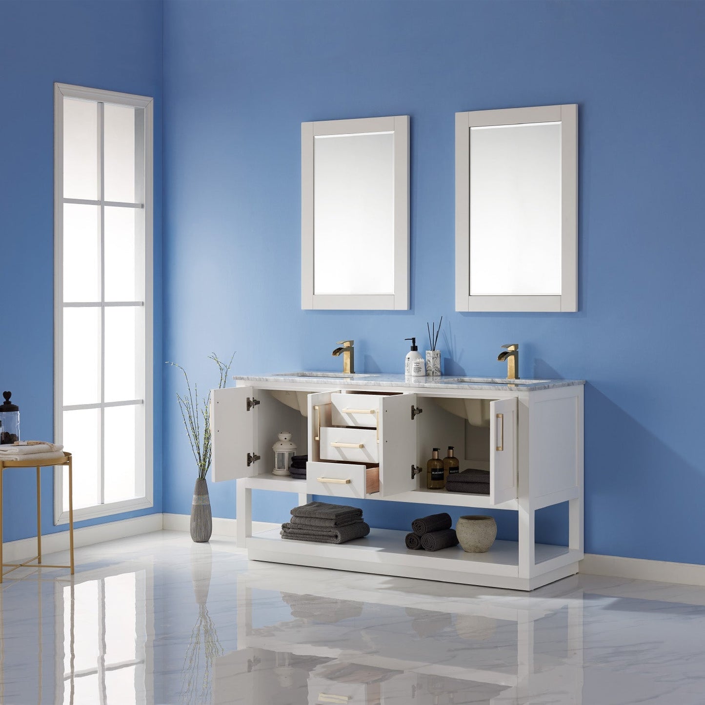 Altair Designs 60" double vanity with top - 532060-WH-CA-NM