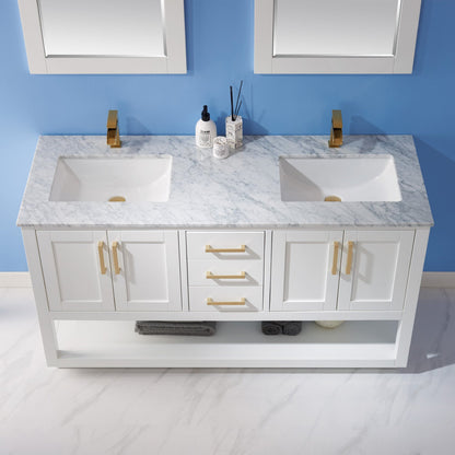 Altair Designs 60" double vanity with top - 532060-WH-CA-NM