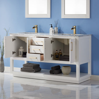 Altair Designs 60" double vanity with top - 532060-WH-CA-NM