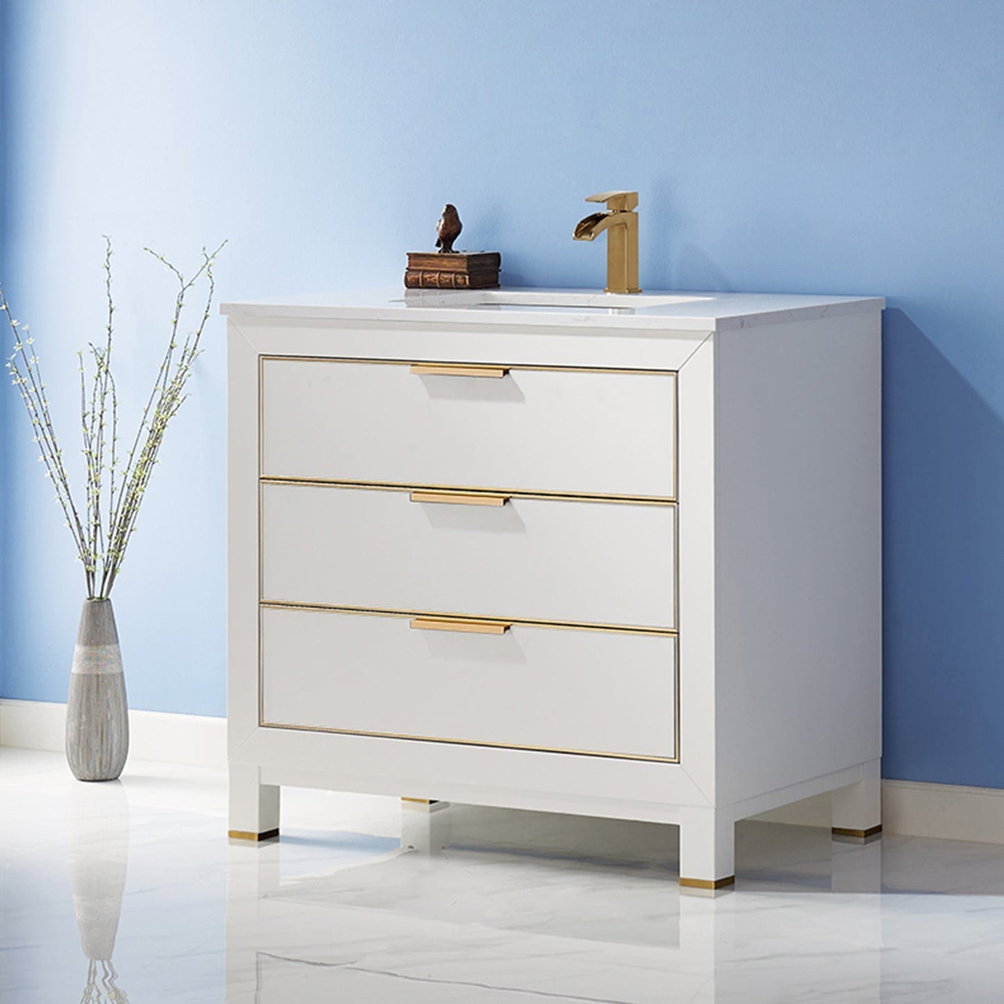 Altair Designs 36" single vanity with top - 533036-RB-AW-NM