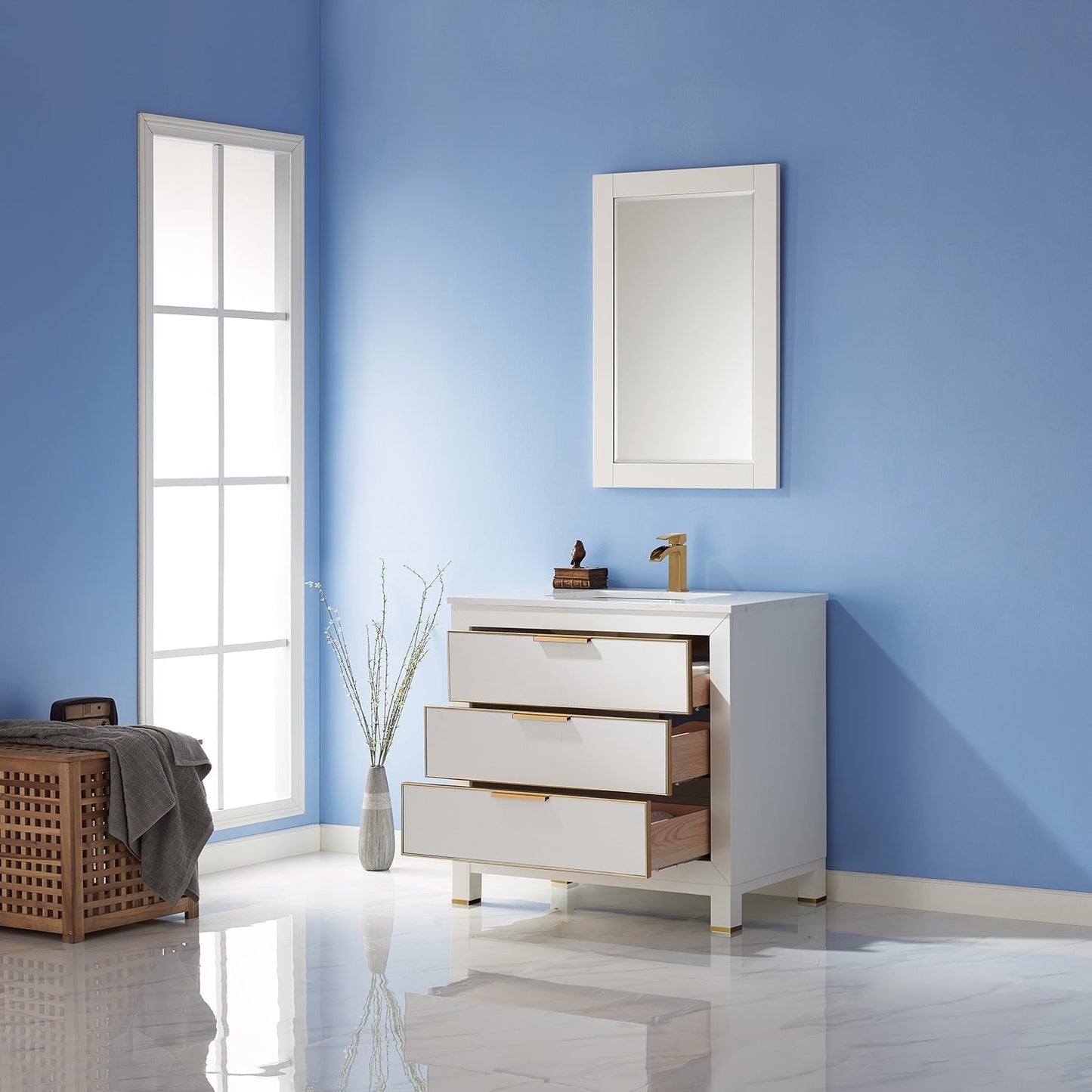 Altair Designs 36" single vanity with top - 533036-RB-AW-NM